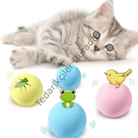 Kedi Otlu 3 Sesli İnteraktif Top Kedi Oyuncağı