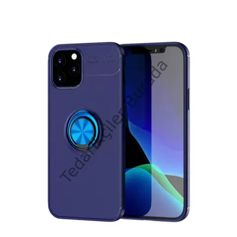 Apple İphone 12 Kılıf Range Yüzüklü Silikon - Mavi